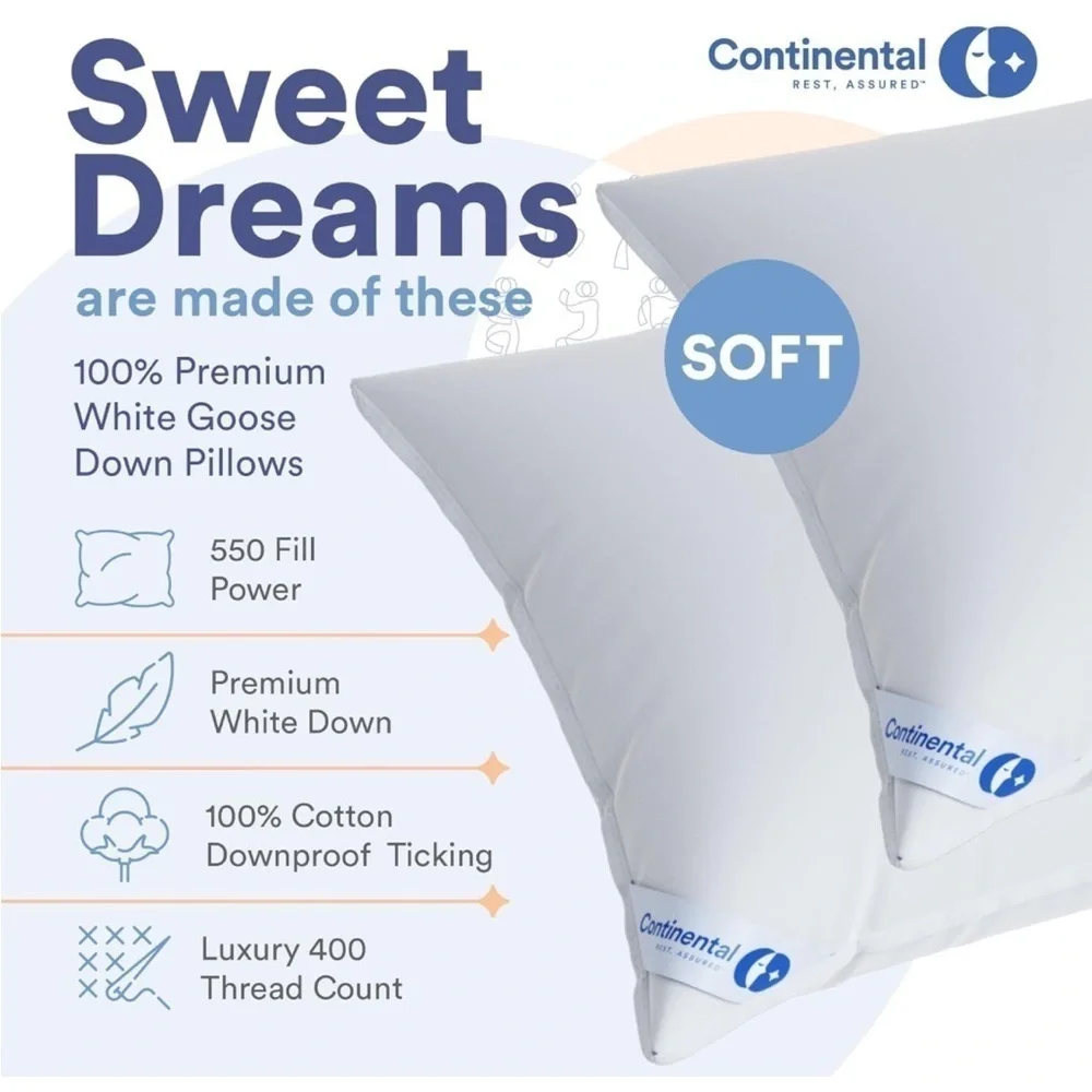 100% Luxury Down Pillow King Size Soft NEW 70p FP